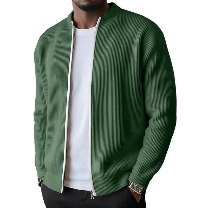 Men's Lightweight Jacket Corduroy Jacket Casual Jacket Vacation Daily Breathable Pocket Spring Fall Plain Fashion Classic Stand Collar Regular Black Light Green Red Navy Blue Purple Jacket