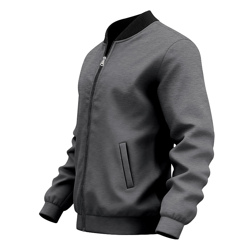 Men's Lightweight Jacket Casual Jacket Vacation Daily Breathable Pocket Spring Fall Plain Fashion Classic Stand Collar Regular Black Yellow Red Navy Blue Royal Blue Jacket