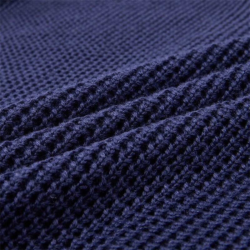 Men's Sweater Cardigan Sweater Jacket Blazer Waffle Knit  Stand Collar Cropped Knitted Solid Color Long Sleeve Basic Stylish Outdoor Daily Clothing Apparel Fall Winter Blue Khaki S M L