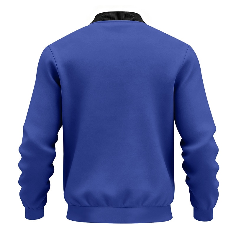 Men's Lightweight Jacket Casual Jacket Vacation Daily Breathable Pocket Spring Fall Plain Fashion Classic Stand Collar Regular Black Yellow Red Navy Blue Royal Blue Jacket