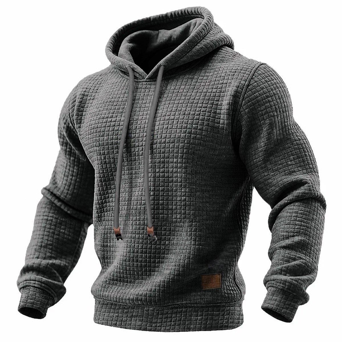 Men's Hoodie Waffle Hoodies Pullover Hoodie Sweatshirt Apricot Black White Light Grey Dark Gray Hooded Plain Textured Sports & Outdoor Casual Daily Streetwear Cool Sportswear Spring &  Fall Clothing