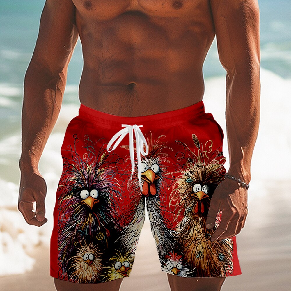Men's Animal Crocodile Funny Swimming Trunks Board Shorts Shorts Mid Waist Streetwear Hawaiian Casual Daily Holiday Pocket Drawstring Elastic Waist Designer Clothing Apparel