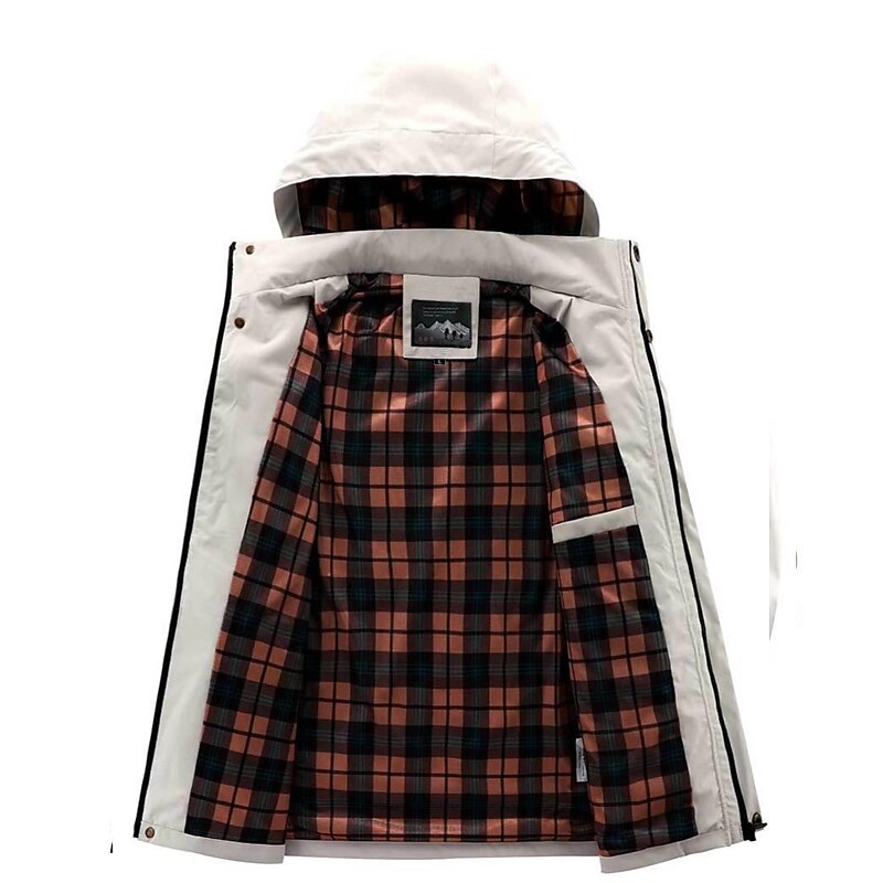 Men's Winter Coat Winter Jacket Sport Coat Raincoat Outdoor Camping & Hiking Waterproof Windbreaker Zipper Pocket Fall Winter Solid Color Fashion Streetwear Hooded Regular Wine Black White Army Green