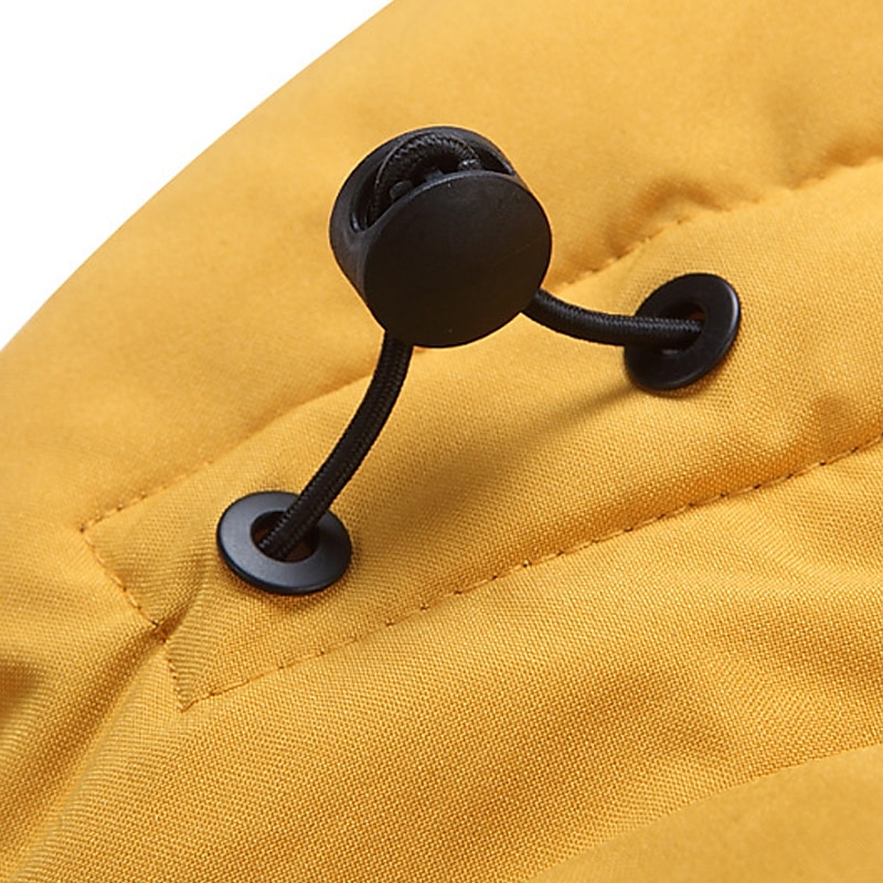 Men's Winter Coat Down Jacket Puffer Jacket Pocket Office & Career Date Casual Daily Outdoor Casual Sports Winter Solid / Plain Color Black Yellow Blue Beige Puffer Jacket