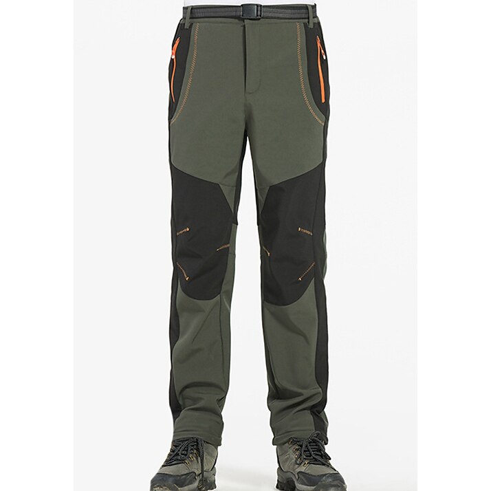 Men's Fleece Lined Pants Waterproof Hiking Pants Trousers Softshell Pants Winter Outdoor Thermal Warm Windproof Fleece Lining Pants / Trousers Bottoms Army Green Gray Black Hunting Fishing Climbing