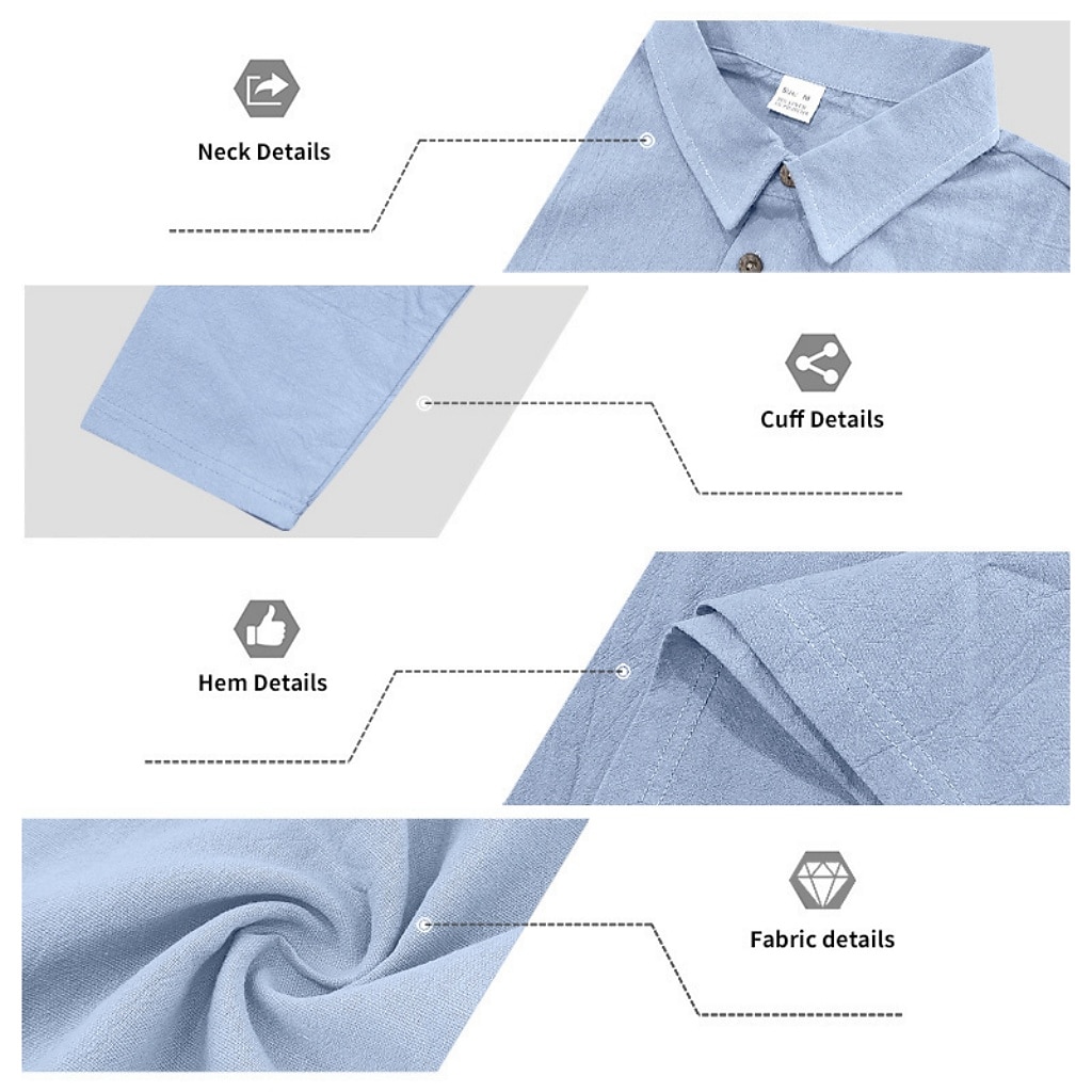 Men's Linen Shirt Polo Shirts Casual Street Lapel Long Sleeve Basic Modern Plain Buttons Spring Fall Regular Fit Black White Navy Blue Khaki Dark Grey Army Green Linen Shirt