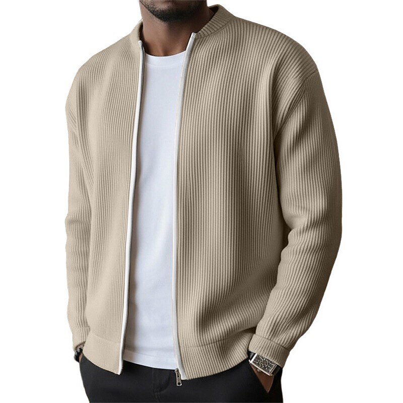 Men's Lightweight Jacket Corduroy Jacket Casual Jacket Vacation Daily Breathable Pocket Spring Fall Plain Fashion Classic Stand Collar Regular Black Light Green Red Navy Blue Purple Jacket