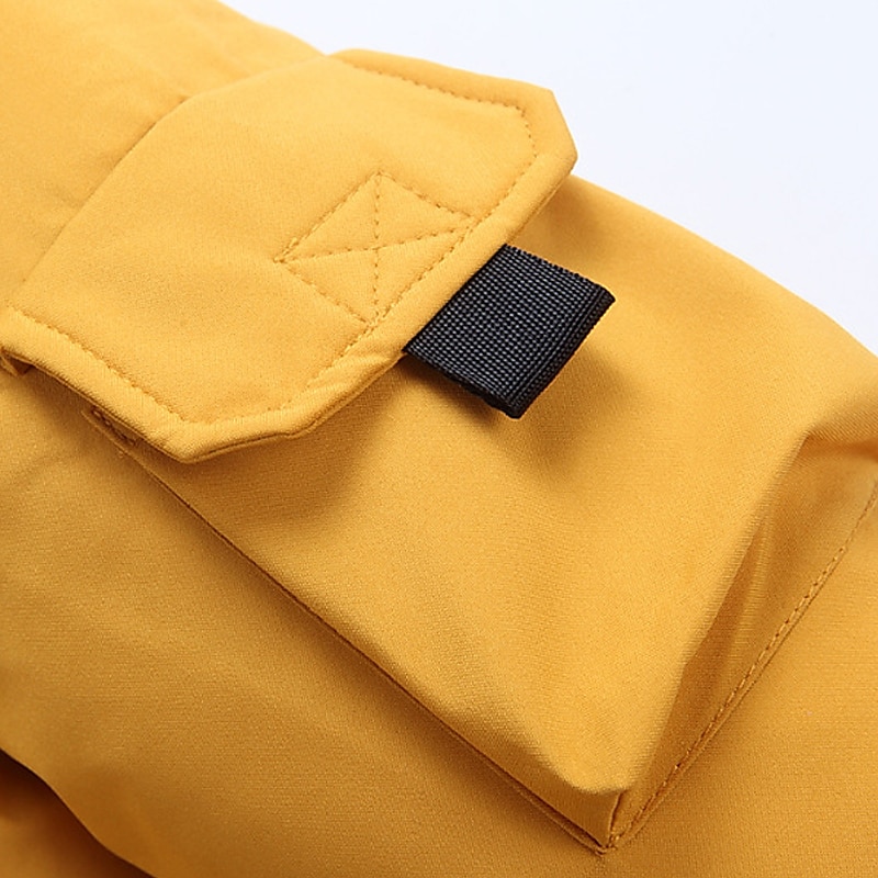 Men's Winter Coat Down Jacket Puffer Jacket Pocket Office & Career Date Casual Daily Outdoor Casual Sports Winter Solid / Plain Color Black Yellow Blue Beige Puffer Jacket