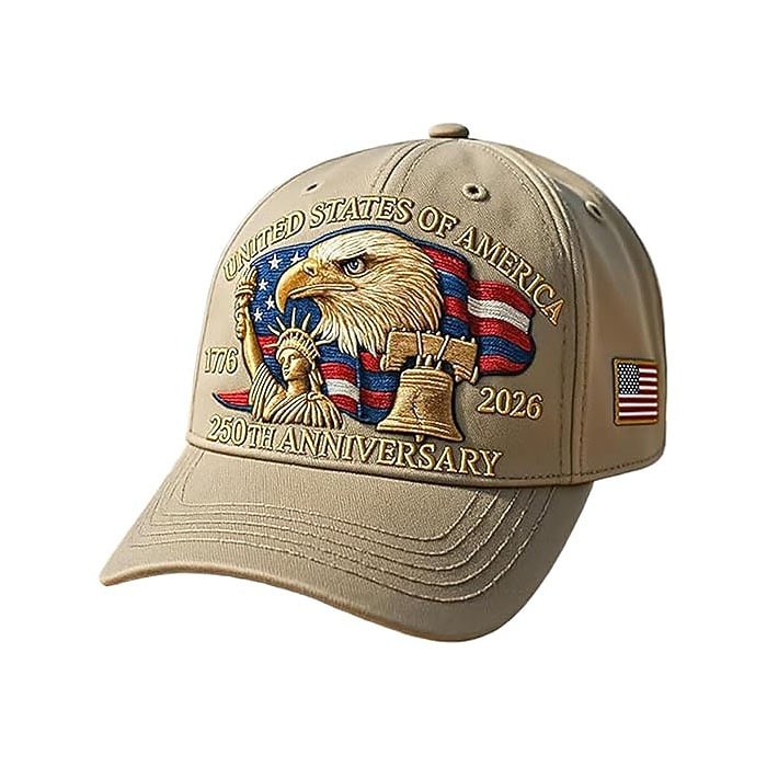 United States 250th Anniversary Unisex Cap Embroidered Patriotic Hat, Independence Day Celebration, USA Flag Design, Perfect Patriotic Gift for Men and Women Semiquincentennial for Family