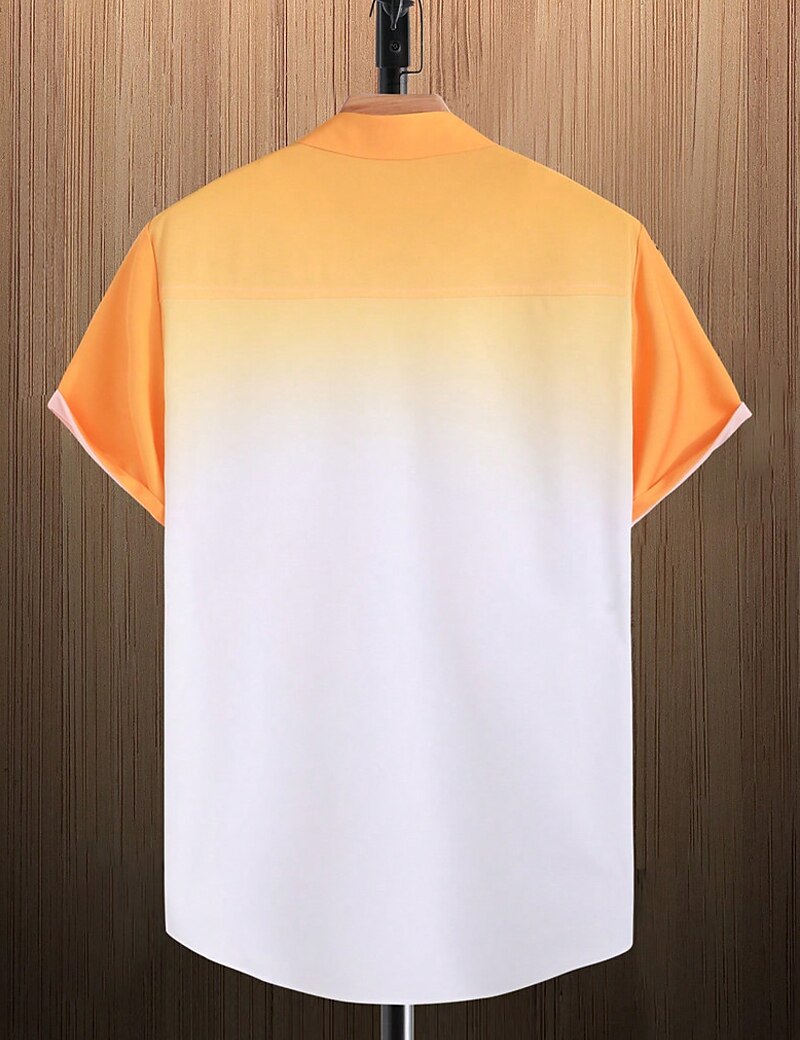 Men's Shirt Button Up Shirt Casual Shirt Summer Shirt Beach Shirt Yellow Pink Navy Blue Blue Orange Short Sleeve Gradient Lapel Daily Vacation Clothing Apparel Fashion Casual Comfortable
