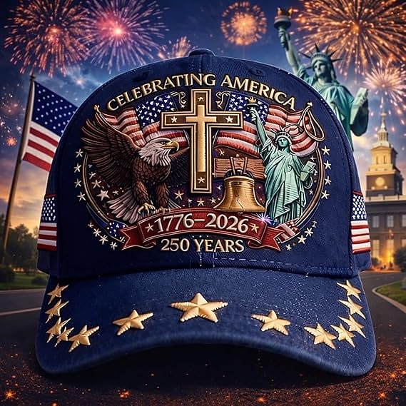 United States 250th Anniversary Unisex Cap Embroidered Patriotic Hat, Independence Day Celebration, USA Flag Design, Perfect Patriotic Gift for Men and Women Semiquincentennial for Family