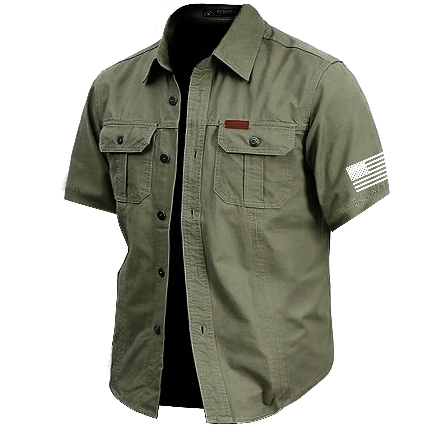 Men's Solid Color Work Shirt Western Shirt Cargo Shirt Short Sleeve Casual Tactical Vacation Daily Going out Summer Turndown Lapel Pocket Army Green off-white Khaki Dark Blue