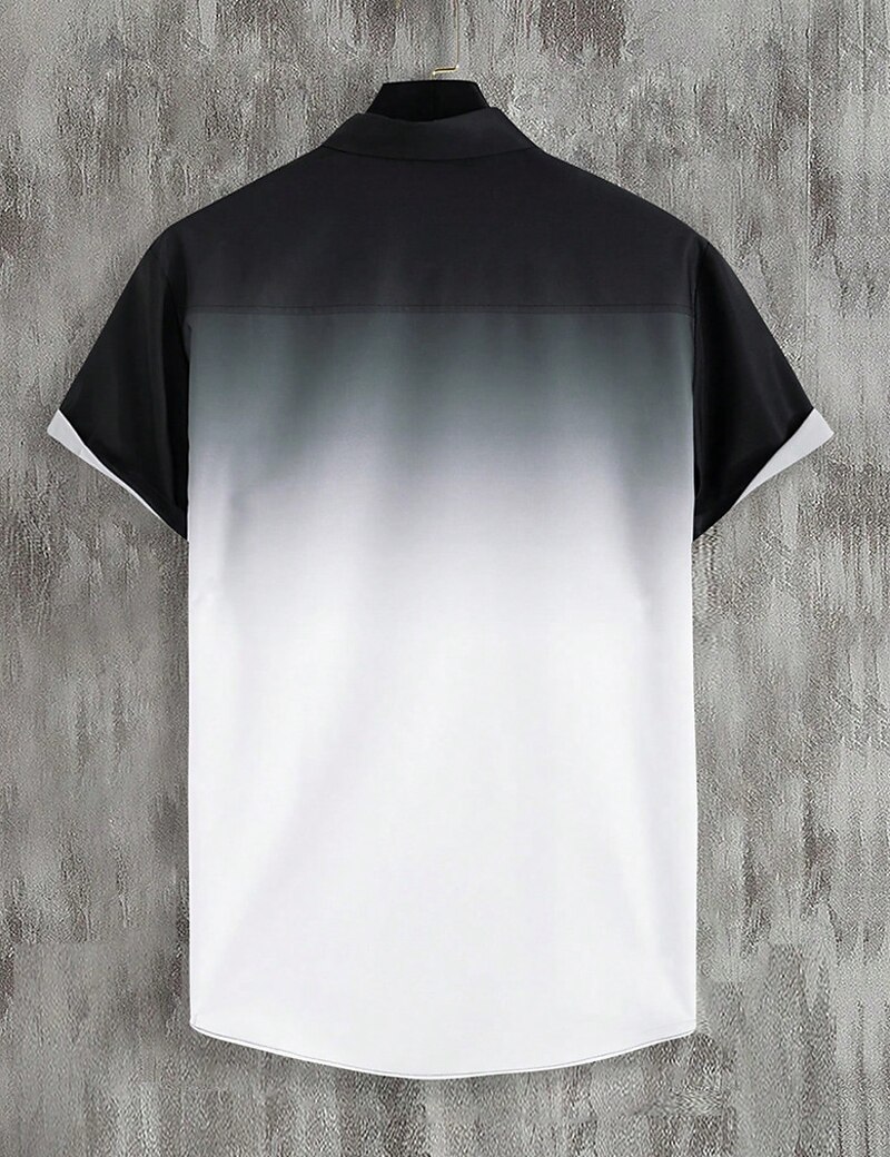 Men's Shirt Button Up Shirt Casual Shirt Summer Shirt Beach Shirt Yellow Pink Navy Blue Blue Orange Short Sleeve Gradient Lapel Daily Vacation Clothing Apparel Fashion Casual Comfortable