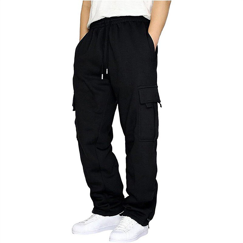 Men's Cargo Sweatpants Sweatpants Trousers Drawstring Pocket Elastic Waist Plain Comfort Sports Outdoor Daily Fashion Casual Black White Micro-elastic