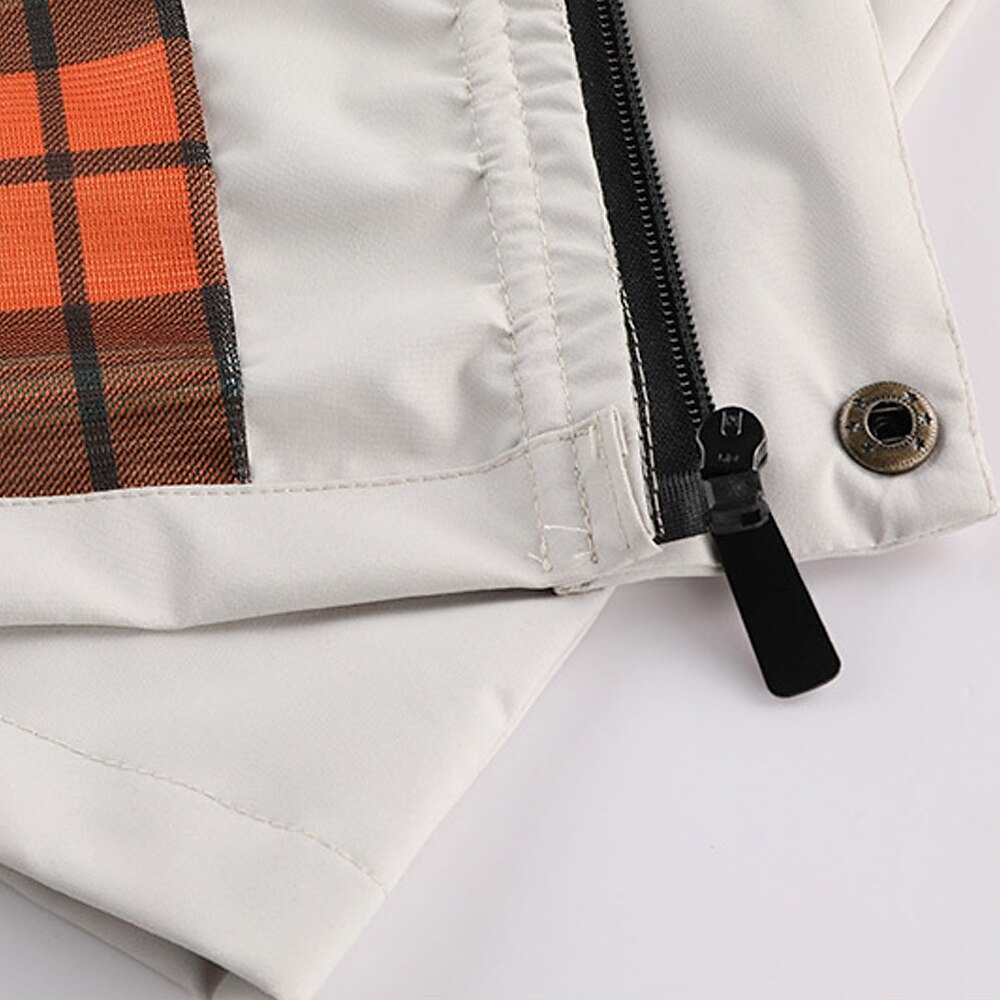 Men's Cow Print Windbreaker Hooded Jacket Parka Waterproof Windproof Multi-Pockets Casual Outdoor Camping & Hiking Detachable Hood Full Zip Coat Outerwear Fall Winter Stand Collar Long Sleeve Black