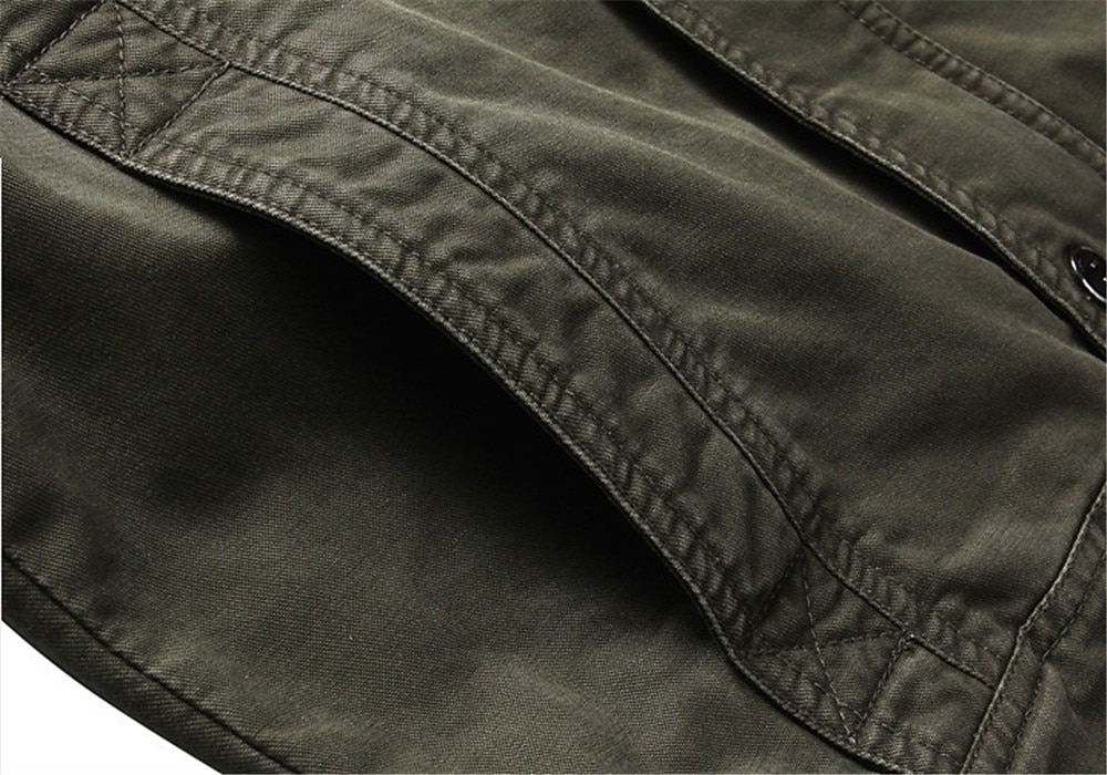 Men's Bomber Jacket Varsity Jacket Tactical Jacket Casual Wearable Multi Pocket Spring Fall Winter Military Military Style Stand Collar Regular Cotton Black Khaki Army Green Jacket