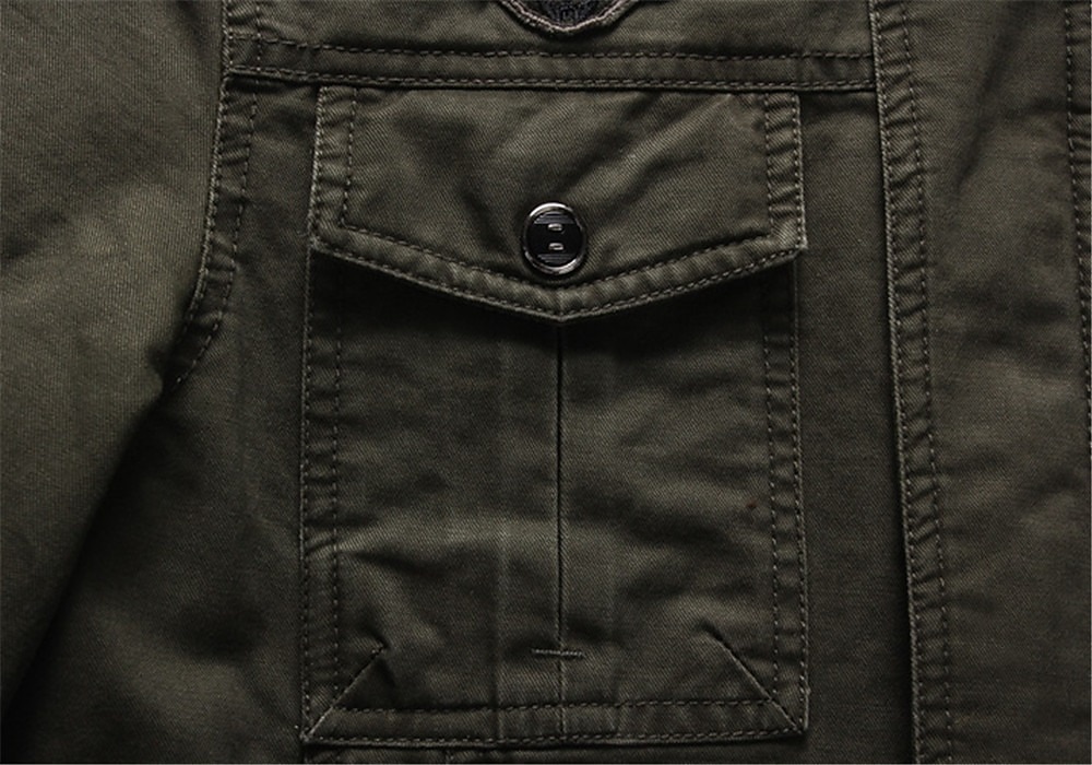 Men's Bomber Jacket Varsity Jacket Tactical Jacket Casual Wearable Multi Pocket Spring Fall Winter Military Military Style Stand Collar Regular Cotton Black Khaki Army Green Jacket