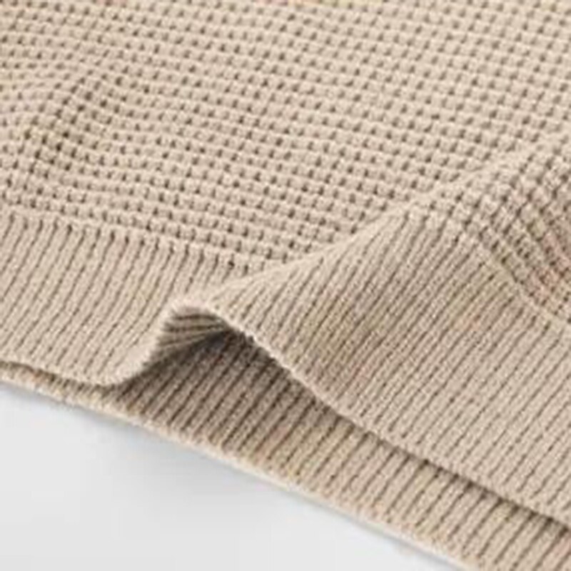 Men's Knitwear Pullover Waffle Knit Regular Knit Plain Crew Neck Modern Contemporary Casual Work Daily Wear Clothing Apparel Fall & Winter Black White S M L