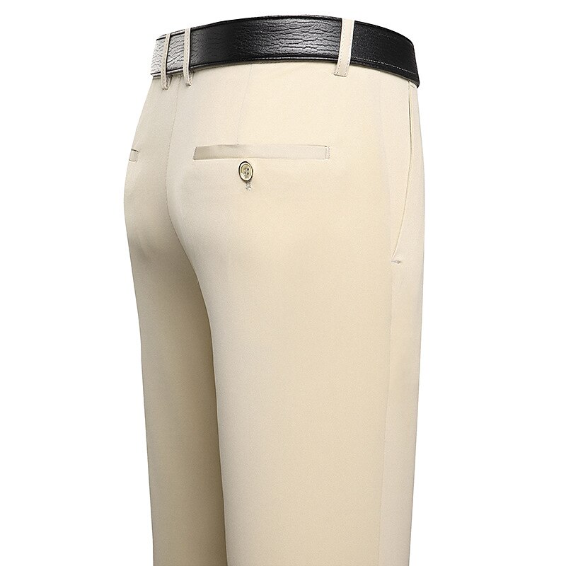 Men's Chinos Pocket Plain Comfort Breathable Wedding Business Casual Fashion Formal Stretchy Dress Pants
