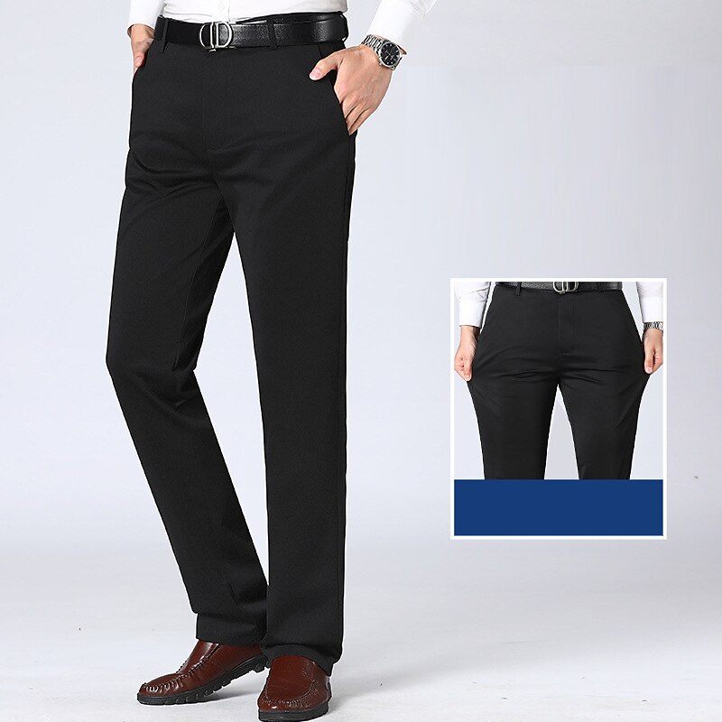 Men's Chinos Pocket Plain Comfort Breathable Wedding Business Casual Fashion Formal Stretchy Dress Pants