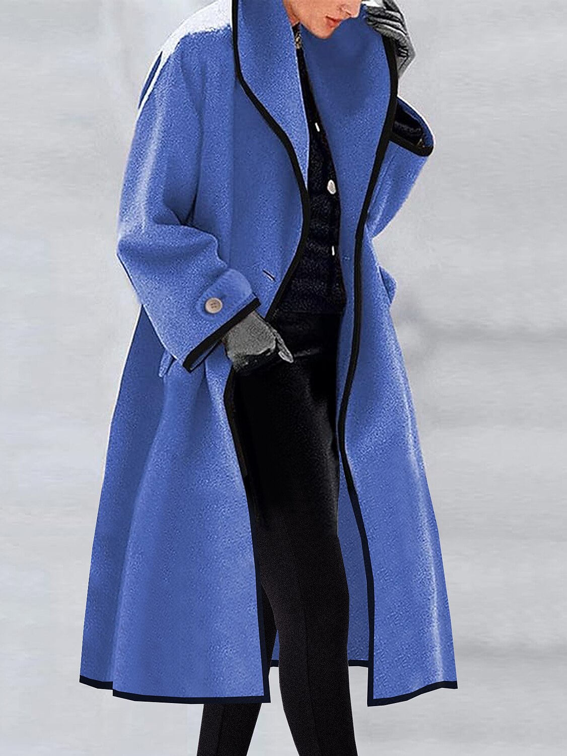 Shepicker Women's Long Overcoat Single Breasted Lapel Trench Coat