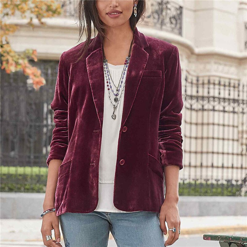 Women's Casual Blazer Velvet Casula Jacket