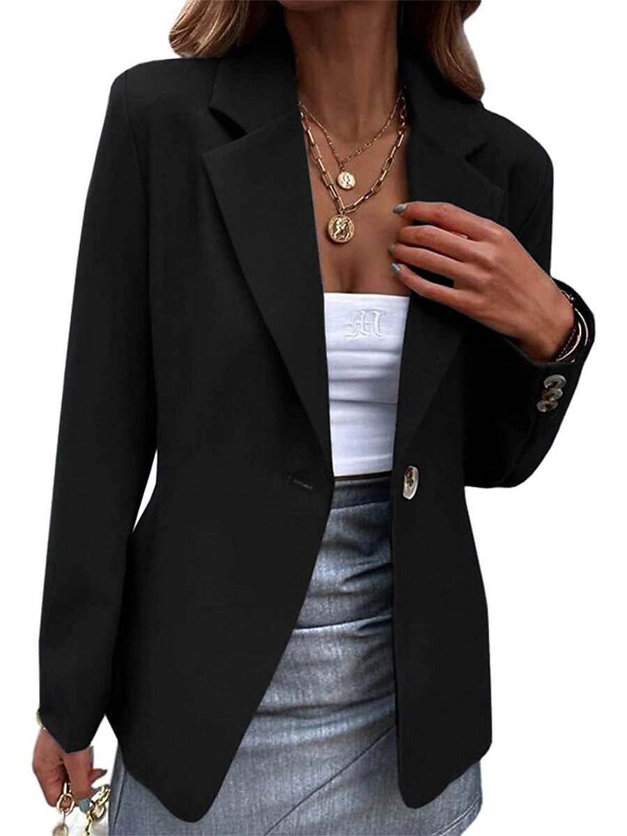 Shepicker Women's Blazer Clean Fit Formal Button Plain