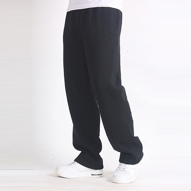 Men's Elastic Waist Straight Leg Solid Color Plain Breathable Comfortable Full Length Micro-elastic Sweatpants Joggers
