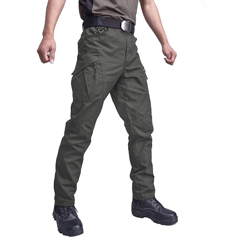 Men's Cargo Trousers Tactical Pants Trousers Tactical Hiking Pants Zipper Elastic Waist Multi Pocket Plain Windproof Comfort Full Length Casual Daily Going out Sports Stylish ArmyGreen Black