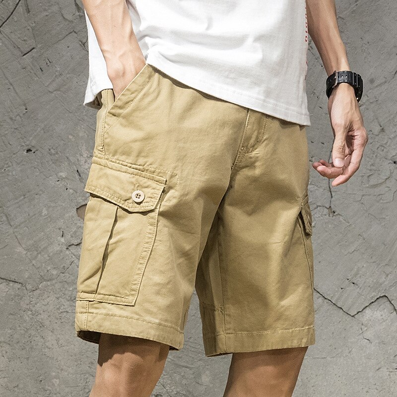 Men's Cargo Shorts Shorts Summer Shorts Drawstring Elastic Waist Multi Pocket Plain Wearable Short Outdoor Casual Daily Cotton Blend Fashion Designer Black Army Green