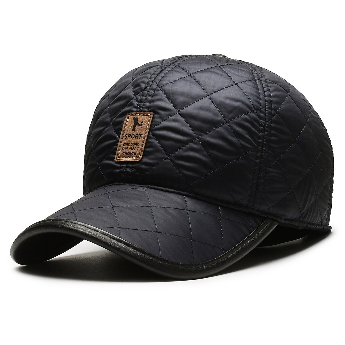 Men's Winter PU Leather Warm Outdoor Vacation Plain Thermal Adjustable Windproof Fashion Baseball Cap