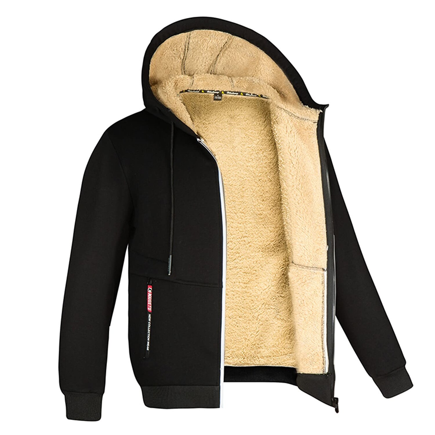 Men's Sherpa Sweat Solid Color Zipper Cool Casual Essential Winter Hoodie Sweatshirt