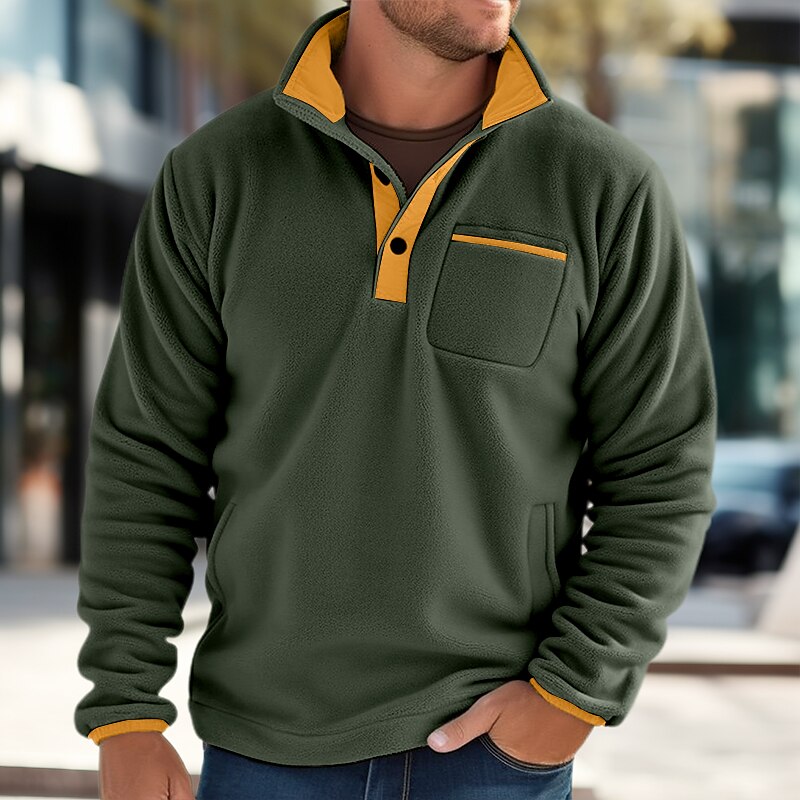 Men's Quarter Zip Standing Collar Color Block Sports & Outdoor Basic Casual Fall & Winter Hoodies Sweatshirts