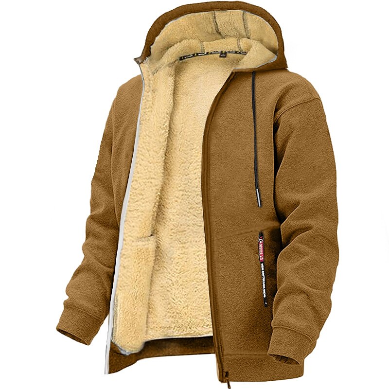 Men's Full Zip Plain Sports & Outdoor Vintage Fall & Winter Hoodies Fleece Jacket