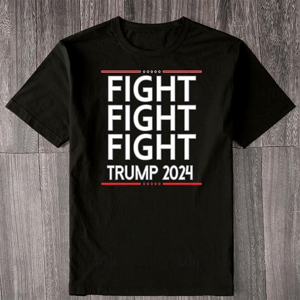 Trump Letter Print Black T shirt Tee Men's Graphic 100% Cotton Shirt Classic Casual Shirt Short Sleeve Comfortable Tee Summer Spring Fashion Designer Clothing S M L XL XXL