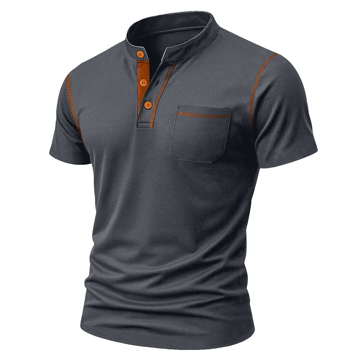 Men's Henley Shirt Tee Short Sleeve Solid Color Plain Casual Pocket Buttons Contrast Stitching Henley Outdoor Casual Daily Summer Spring &  Fall Black White Light Blue Henley T-Shirt