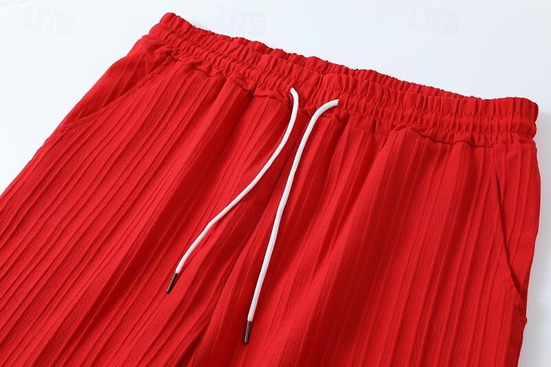 Men's Summer Shorts Beach Shorts Casual Shorts Pocket Drawstring Elastic Waist Plain Comfort Breathable Short Holiday Vacation Beach Hawaiian Boho Black White