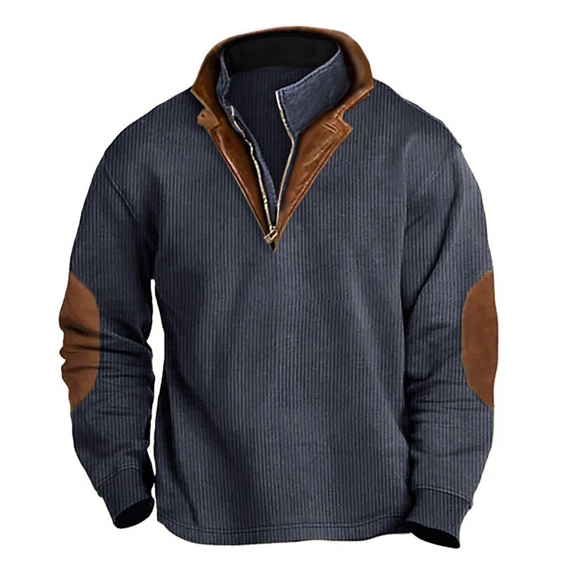 Men's Sweatshirt Quarter Zip Sweatshirt Color Block Patchwork Basic Hoodies