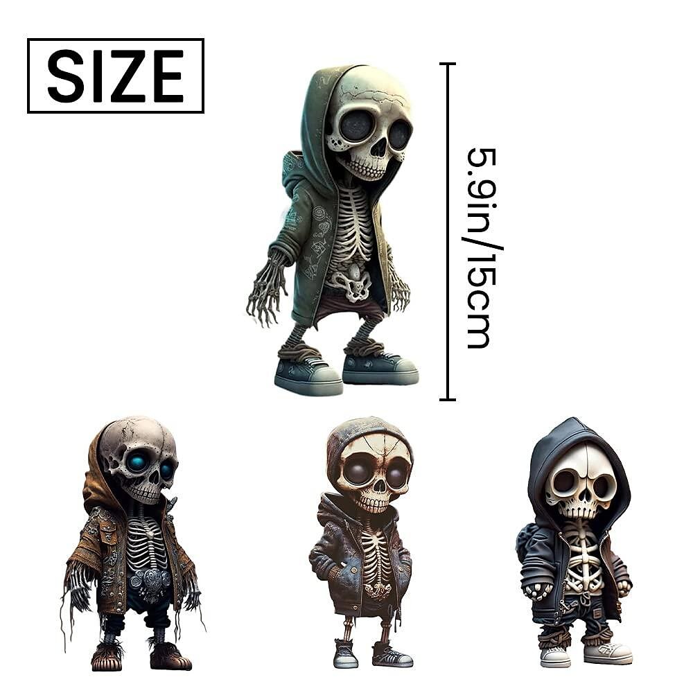 Cool Skeleton Figurines, Halloween Skull Statue Skeleton Doll Resin Crafts Ornaments, Fashion Mini Cool Skeleton Figurines Decor Skeleton Man Resin Statue Doll For Home Office Desk Decor