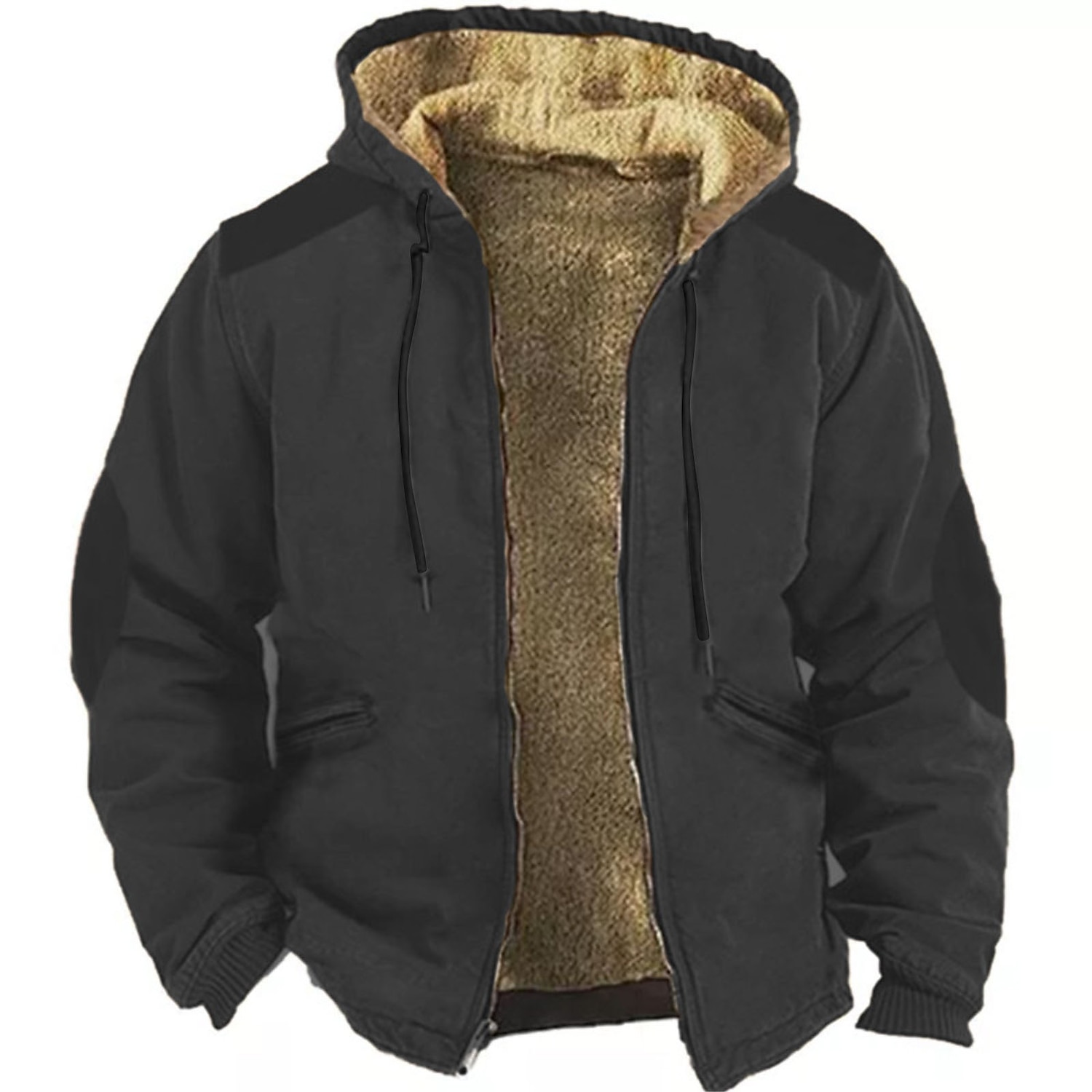 Men's Full Zip Hoodie Zip Up Hoodie Fuzzy Sherpa Fleece Jacket Fleece Hoodie Black Wine Blue Brown Dark Gray Hooded Plain Zip Up Zipper Pocket Sports & Outdoor Daily Weekend Polyester Vintage Cool