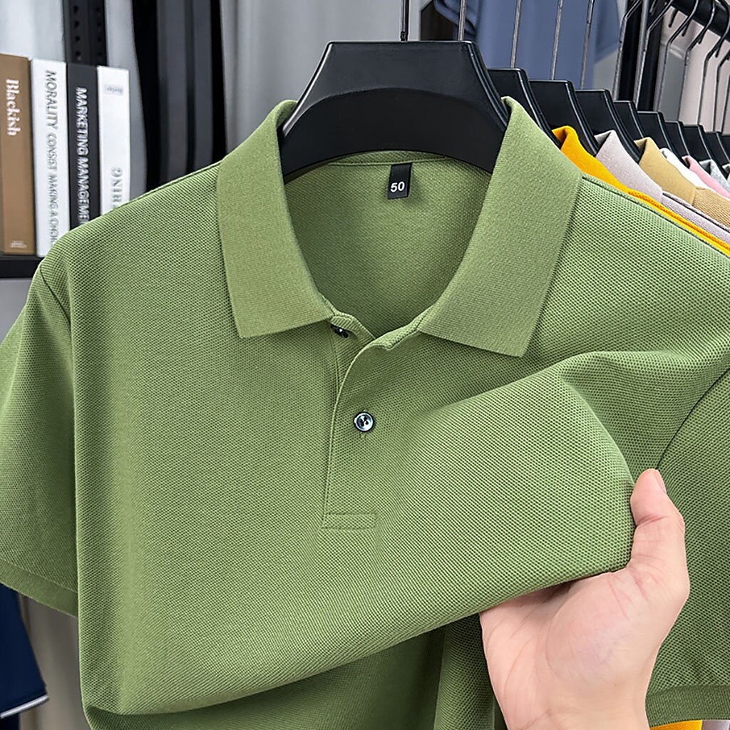 Men's Polo Polo Shirts Casual Vacation Lapel Short Sleeve Fashion Modern Plain Buttons Plain Summer Spring Regular Fit Lake blue Black White Yellow Pink Red Polo