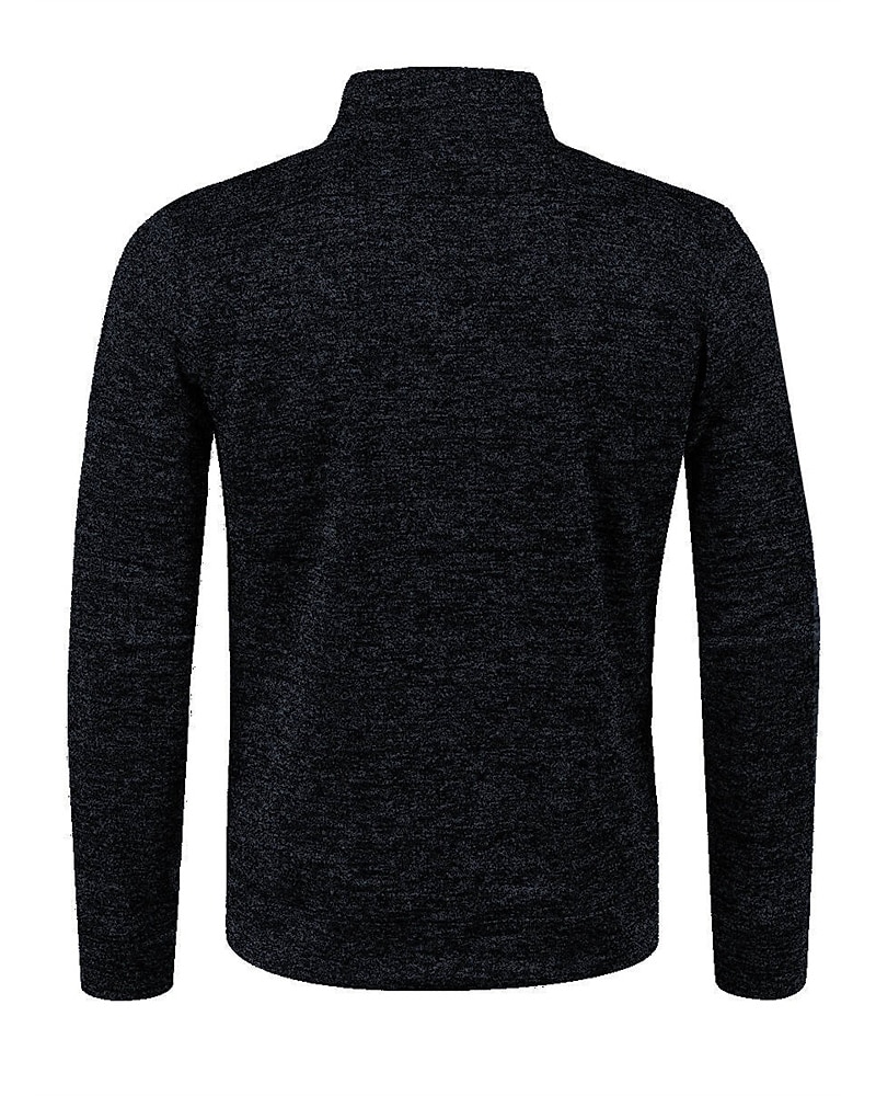 Men's Casual Jacket Sweater Coat Vacation Daily Warm Pocket Fall Winter Plain Fashion Classic Stand Collar Regular Black Navy Blue Blue Gray Jacket