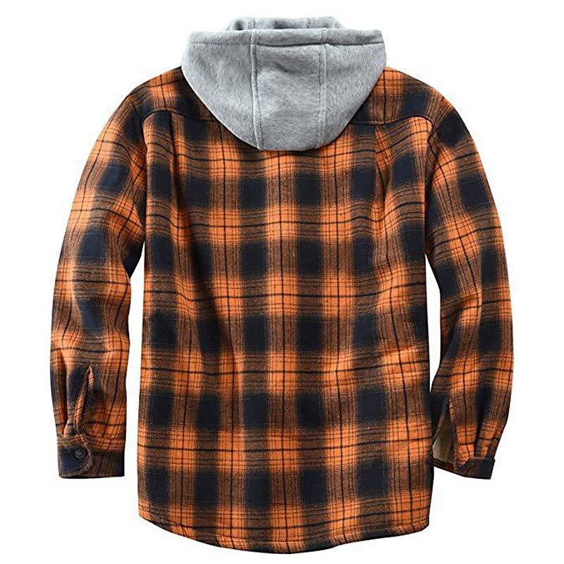 Men's Shirt Shacket Flannel Fleece Casual Warm Winter Plaid / Check Jacket