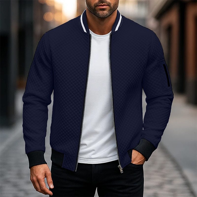 Men's Sweatshirt Full Zip Sweatshirt Wine Red Black White Navy Blue Light Grey Hooded Plain Textured Sports & Outdoor Casual Daily Streetwear Cool Sportswear Spring &  Fall Clothing Apparel Hoodies