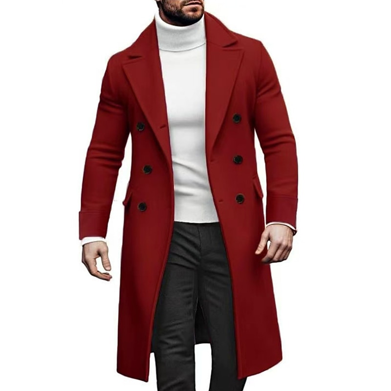 Men's Overcoat Trench Coat Long Trench Coat Going out Fall Winter  Outerwear Clothing Apparel Lapel Double Breasted