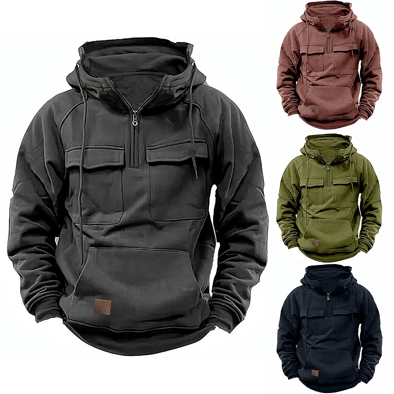 Men's Hoodie Quarter Zip Hoodies Plain Tactical Sports & Outdoor Streetwear