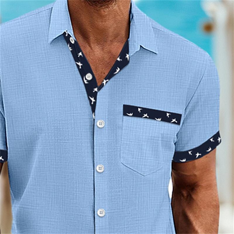 Men's Shirt Linen Shirt Summer Shirt Beach Shirt White Blue Green Short Sleeve Plain Collar Summer Spring Casual Daily Clothing Apparel