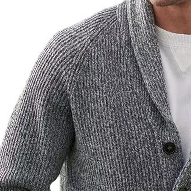 Men's Sweater Cardigan Sweater Ribbed Knit Regular Tops Knitted Plain Shawl Collar Vacation Fashion Casual Daily Wear Clothing Apparel Winter Spring &  Fall Black Navy Blue M L XL