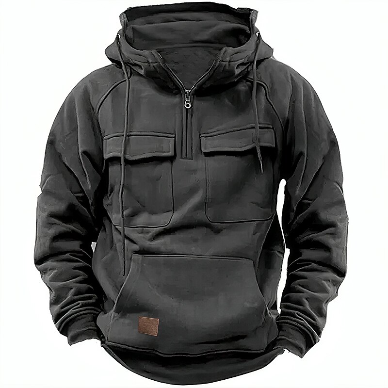 Men's Quarter Zip Tactical Hoodie Plain Tactical Sports & Outdoor Daily Streetwear Cool Casual Spring &  Fall Clothing Apparel Hoodies