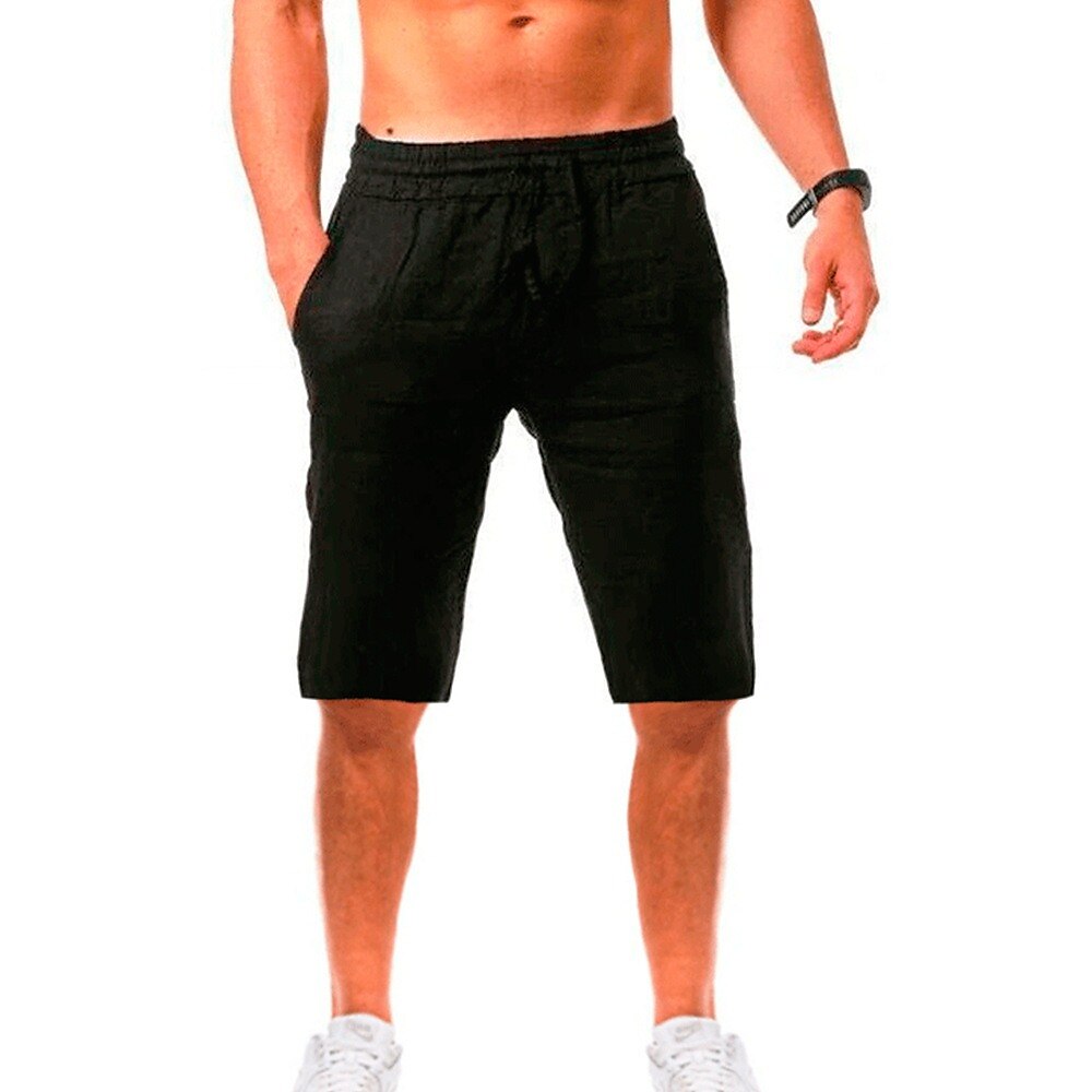 Men's Shorts Summer Shorts Beach Shorts Drawstring Plain Yoga Business Beach Hawaiian Casual Black White